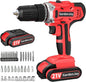 GardenJoy 20v Cordless Drill Set, Power Electric Kit Battery With Charger 30Nm 2-Speed 3/8" Keyless Chuck 24+1 Position Drill Driver screwdriver Bits with LED Electric Work Light for DIY