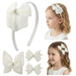 JIAHANG Baby Girls Hair Bow Headband and Clips Set, Children Hair Accessories Gift 4Pcs Set (pearlseriesB)