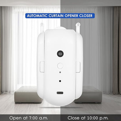 Wireless Automatic Curtain Motor for Track and Rod Systems - Smart Home Automation Device with Bluetooth Connectivity and Integrated Sensors - 4000mAh Rechargeable Battery (U-rail Type Pack of 2)