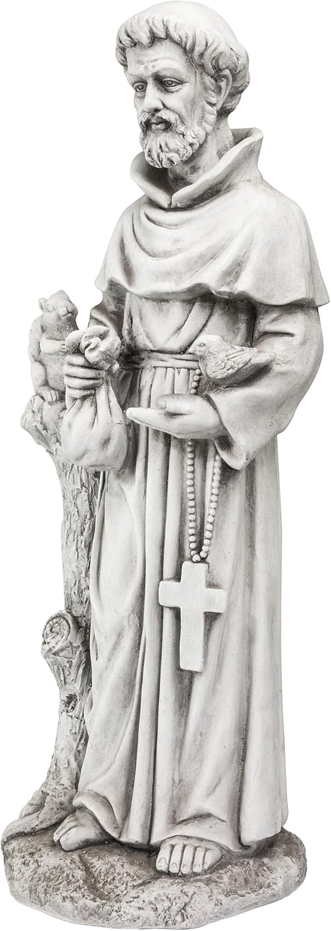 Alpine Corporation QFC102 Outdoor Saint Francis Garden Standing Statue, 31" Tall, Gray