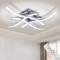 36W Modern LED Ceiling Light Fixture, 19.7Inch Curved Wave Ceiling Lamp with Remote for Bedroom, Kitchen, Hallway, Foyer Library Dining Room Silver 6000K Modern Ceiling Light Fixture