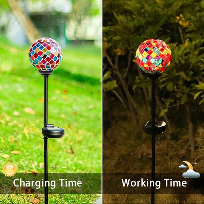 VCUTEKA Solar Garden Lights - Mosaic Solar Lights Outdoor Decor Pathway Light Waterpoof LED Stake Light for Landscape Lawn Patio