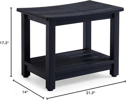 Heavy Duty HDPS Shower Bench Seat, Waterproof Shower Stool for Shaving Legs, Large Poly Lumber Bathroom Chair Seat with Ajustable Feet, Indoor/Outdoor Use, No Maintenance, Black