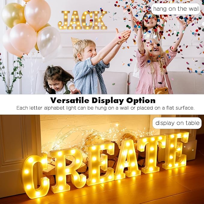 DyingSwan Small Led Marquee Letters, Light Up Letters, 8.58 Inch Led Letter Lights, Battery Powered Lighted Sign for Table, Party, Birthday, Christmas Decor (Letter K)