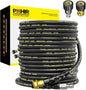 POHIR Pressure Washer Hose 70ft with 3/8" Quick Connector, High Tensile Wire Braided Kink Resistant 1/4 Inch Power Washer Hose 4200 PSI, 2pcs M22 14mm to 3/8" Adapter Set, Multi-Scene Use