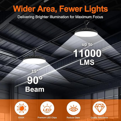 Sylvania UFO High Bay Led Shop Light, 100W, 11,000 LMS, 5000K, Daylight, 120V with 6 Foot Cord/Plug, Led Lights for Commercial Warehouse Workshop Factory Barn Garage, UL Listed - 1 Pack (66331)