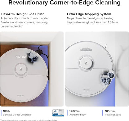 roborock S8 Max Ultra with Auto Water Refilling and Drainage System Robot Vacuum and Mop, FlexiArm Design, Smart Dirt Detection, Self-Emptying, 8000Pa Suction for Various Floors, Pet Hair, White