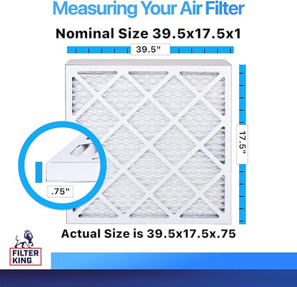 Filter King 39.5x17.5x1 Air Filter | 4-PACK | MERV 8 HVAC Pleated A/C Furnace Filters | MADE IN USA | Actual Size: 39.5 x 17.5 x .75"