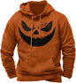 Halloween Hoodie Men Graphic Pumpkin Ghost Printed Sweatshirt Casual Trendy Long Sleeve Halloween Hooded Tops with Pockets