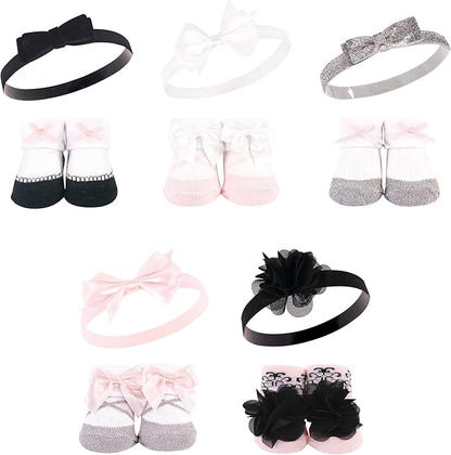 Hudson Baby Girl's Headband and Socks Giftset