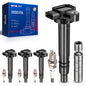 KAX OEM Performance Set of 4 Ignition Coil Pack & Iridium Spark Plugs w/Tool Compatible with Toyota Tacoma 2000-2004 2.4L, 2.7L,