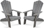 Adirondack Chair Set of 2, Outdoor Oversized Patio Chair Poly Lumber Weather Resistant & Durable Fire Pits Chair for Poolside,Lawn and Garden,350lbs Weight Capacity (Grey)