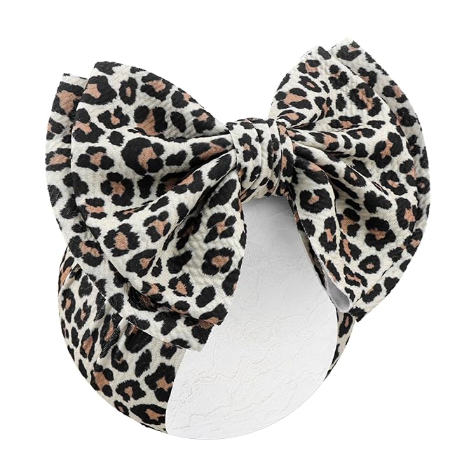 YanJie Bows for Baby Girl Leopard Print Headbands for Girls 7’’ Brown Bow Toddler Hair Accessories Newborn Infant Baby Headband