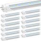 JESLED T8 4FT LED Type A+B Tube Light Bulbs, 24W 6000K, 3200LM Super Bright, Plug and Play or Ballast Bypass, 48 Inch LED Replacement for T10 T12 Flourescent Tubes, Dual-end Powered, Clear(12-Pack)