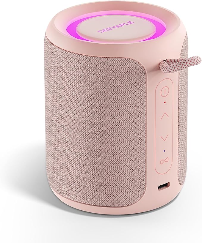 Bluetooth Speaker Wireless,IP67 Waterproof & Dustproof Portable Speaker with Lights,15W Loud Stereo Sound, 2500mAh Battery All Day Playtime, TWS Pairing, BT5.3, Home/Party/Outdoor/Beach (Pink)