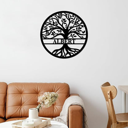 Personalized Wedding Gift for Couple, Custom Tree of Life Metal Wall Art Sign, Monogram Family Last Name Outdoor Decor Sign, Christmas Valentine's Day Housewarming Gifts