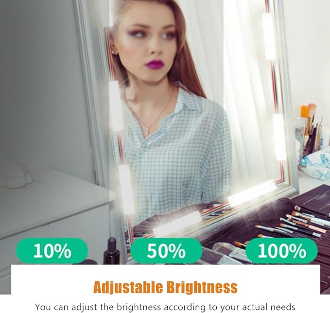 Dioche Vanity Mirror Lights, String Light Bars Ultra Bright White LED, Adjustable Brightness, USB Plug in, Makeup Vanity Table & Bathroom (2 Strings)