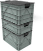 SIDIO CRATE Starter Pack - Two Full Size and One Half Size Heavy Duty Stackable Storage Bins, Totes with Lids and Dividers - Durable Organizer for Home, Office, Garage, and Outdoor Use - Aircraft