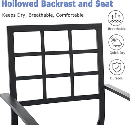 Outdoor Dining Chairs Set of 2, Metal Frame Stackable Patio Dining Chairs with Armrest, Wrought Iron Patio Bistro Chairs for Lawn, Backyard, Garden, Porch