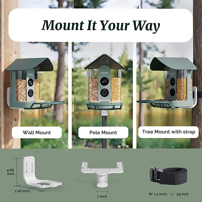 Beako™ Smart Bird Feeder with 4K Camera Solar Powered for Outdoors - UHD Live Stream for Birdwatching, AI Identification 10,000+ Bird Species, Real-Time Motion Detection, Ideal Gift for BirdLovers