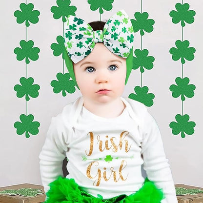 YanJie 6" St.Patrick's Day Headbands Baby Green Bow Clover Shamrock Printed Bows Baby Girl Bows Newborn Headbands Hair Accessories Newborn Infant