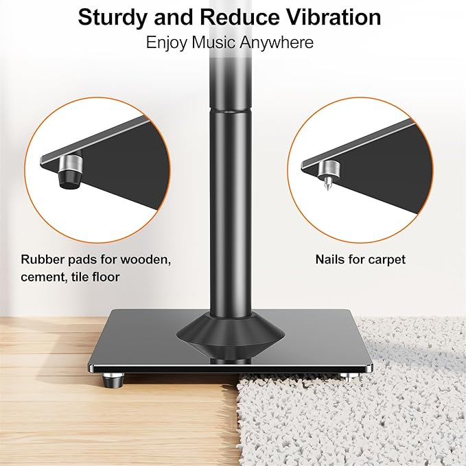 ELIVED Universal Speaker Stands Height Adjustable 28"-37.4", Bookshelf Speaker Stand Pair for Satellite Studio Large Speakers Up to 22 lbs, Surround Sound Speaker Stand with Cable Management, Black