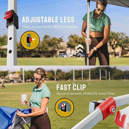 CROWN SHADES 12x12 Pop Up Canopy Outside Canopy, Patented One Push Tent Canopy with Wheeled Carry Bag, Bonus 8 Stakes and 4 Ropes, Blue