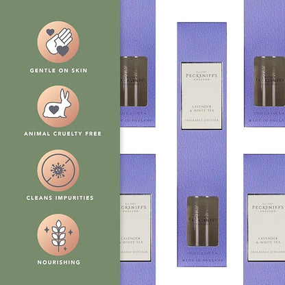 Pecksniff's Classic 100 ml/ 3.3 fl oz Reed Diffuser Set, Lavender & White Tea