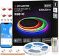 BTF-LIGHTING FCOB WS2811 IC RGB COB LED Strip 16.4FT Chasing Color Tape Light Kit DC24V 630LED/m 10mm Width Dream Color Bluetooth Sync Music Controller for Bedroom, Party, Christmas Decor White PCB
