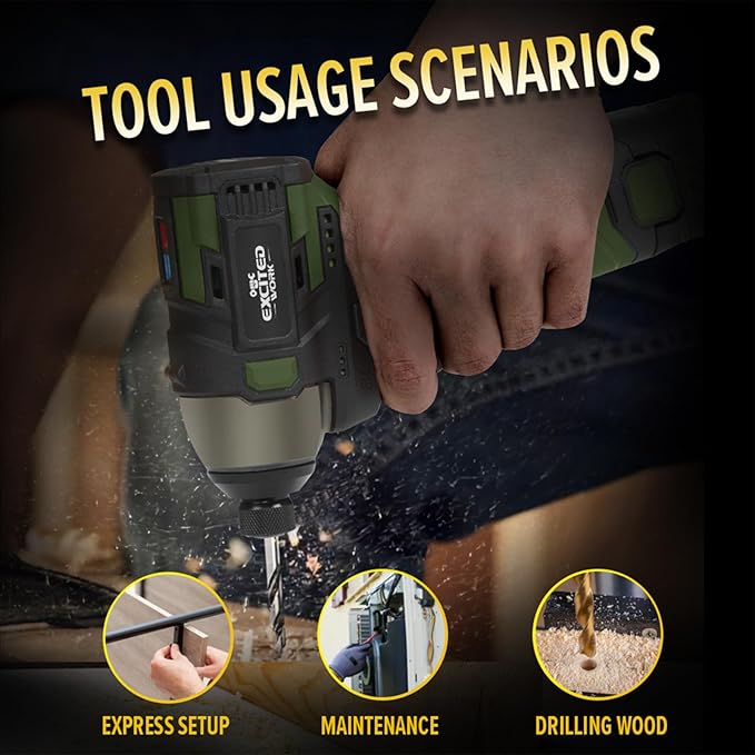 17V Brushless Screwdriver, 140Nm Cordless Impact Driver Set with 3 Adjustable Speed, 2 Batteries and Led Work Light