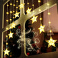 Christmas Window Lights, 76LED 9 Stars IP65 Battery Operated Star Curtain Lights 11 Modes with Timer, Xmas Decoration for Bedroom Wall Indoor Home Deco, Warm White & Multicolor
