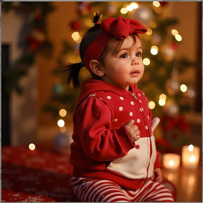Baby Girl Bows Newborn Headband 0-6 Months Infant Big Bows for Birthday/Baby Shower/Photography/Baby Gifts (Red&Green)