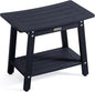 Large HDPS Shower Stool, Shower Bench for Inside to Sit On, Waterproof Bathroom Chair Seat for Shaving Legs, Foot Rest Stool with Storage Shelf, Non-Slip & No Maintenance, Black