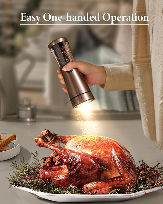 Electric Salt and Pepper Grinder Set Rechargeable, Electric Pepper Grinder with Adjustable Coarseness, 4.5oz Large Capacity, 1.8" Wide-Mouth & Storage Base, One-Hand Operation Kitchen Gadgets