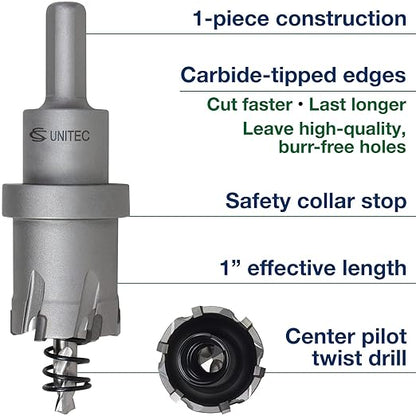 CS Unitec 1-1-144 1-3/8" x 1" TCT Tungsten Carbide-Tipped Hole Saw for Hand-Held Drills