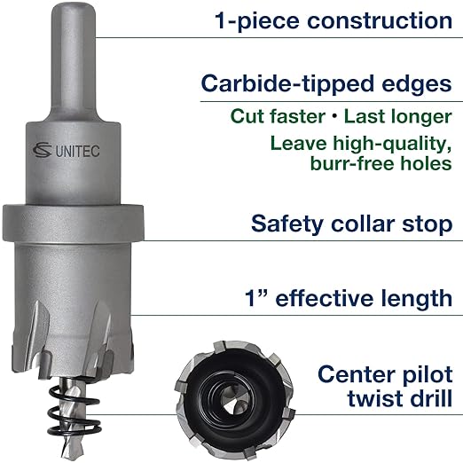 CS Unitec 1-1-180 2-1/2" x 1" TCT Tungsten Carbide-Tipped Hole Saw for Hand-Held Drills