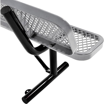 Global Industrial 6'L Heavy Duty Expanded Metal Mesh Bench with Backrest with Steel Frame, Portable Outdoor Bench, 1000 lbs Capacity, Gray, 72" L x 24" W x 33" H
