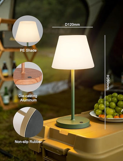 WEILAILUX Mini LED Cordless Table Lamp Rechargeable, 3000mAh Battery Operated Shower Lamp Waterproof, Touch Dimmable 2700K Night Light for Patio Camping Dining Outdoor (Mini Gold)