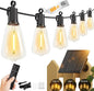 Brightown 108FT Solar String Lights Outdoor Waterproof with Remote, 50+2 LED Shatterproof Bulbs, Dimmable & Timable, 3 Light Modes - Commercial Grade Patio Lights for Garden Backyard Party Decor