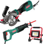 HYCHIKA 6.2A Mini Circular Saw with 3 Blades, Reciprocating Saw, 30W LED Work Light, 3-Tool Power Tool Set Combo Kit
