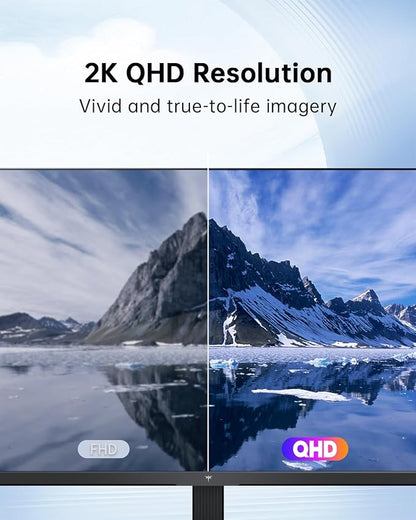 KTC 27 Inch Computer Monitor - QHD (2560 x 1440) Display, Up to 120Hz Monitor, IPS Panel, 123% sRGB, HDMI 2.0 x 2 & DP 1.4 x1, Adaptive Sync, Eye-Friendly Screen PC Monitors for Work Gaming, H27D9