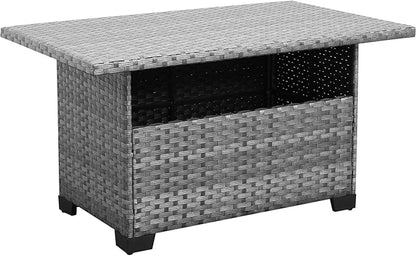 Outside Patio Table 46 Inches Outdoor Coffee Table with Storage Outdoor Dining Table, Grey