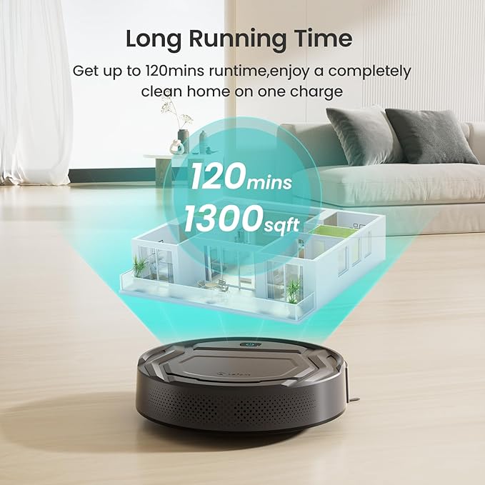 Lefant M210 Pro Robot Vacuum, 4000Pa Suction, 200 Mins Runtime, Quiet, Ultra-Slim, Self-Charging Robotic Vacuum Cleaner, WiFi/App/Alexa Control, Ideal for Pet Hair & Hard Floors