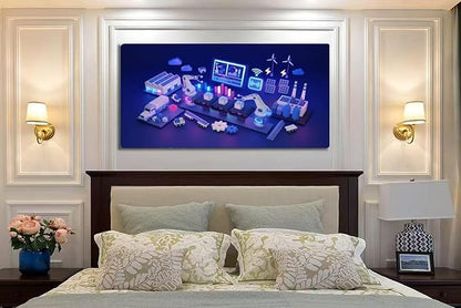Wibinuki Wall Art Wall Decor Wall Paintings Industrial IoT and internet of things smart automion D for Living Room Bedroom Bathroom Home Decor Can Be Hung Directly 20"x 40"