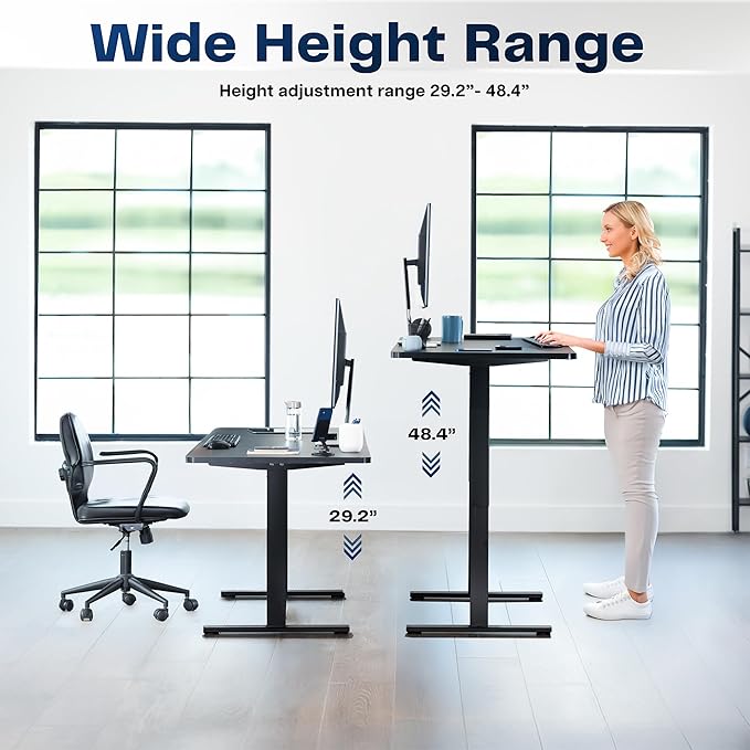 VIVO Electric 55 x 28 in Standing Desk, Memory Height Adjustment, 1B Series, Holds 220 lbs, One-Piece Rustic Vintage Brown Top, Black Frame, DESK-KIT-1B55N