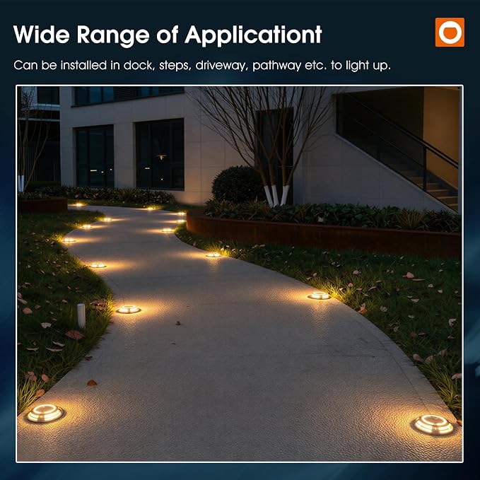 addlon Solar Driveway Lights Outdoor 24 Pack, 2 Color Modes LED Deck Dock Marine Waterproof Driveway Marker Lights for Step Sidewalk Stair Garden Pathway Walkway Yard (Warm White/Cool White)
