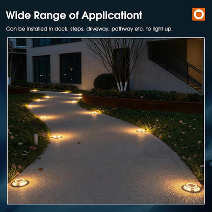addlon Solar Driveway Lights Outdoor 24 Pack, 2 Color Modes LED Deck Dock Marine Waterproof Driveway Marker Lights for Step Sidewalk Stair Garden Pathway Walkway Yard (Warm White/Cool White)