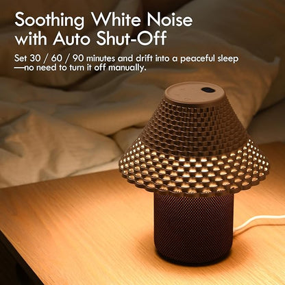 Bedside Table Lamp with White Noise Machine - 10 Soothing Sounds, Gesture Control Sensor & Dimmable Night Light - 30/60/90 Min Auto-Off Timer for Sleep, Nursery, Office & Home Decor- Gold