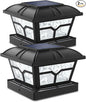 SIEDiNLAR Solar Post Cap Lights Outdoor 2 Color Modes 8 LEDs for 4x4 5x5 6x6 Posts Fence Patio Deck Decoration Warm White & Cool White Lighting Black (2 Pack)