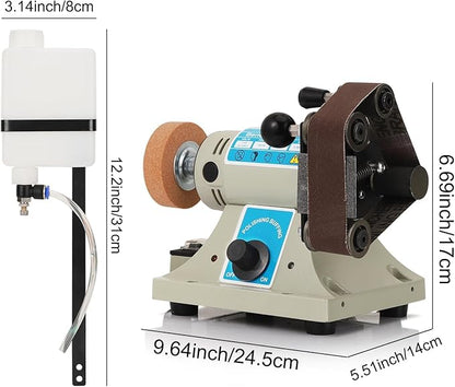 110V Wet Belt Sander for Metal Working, 350W Rock Polisher, 0-10000RPM Adjustable Power Belt Sanders for Woodworking tools, Bench Sharpening, Knife Grinding and DIY Projects